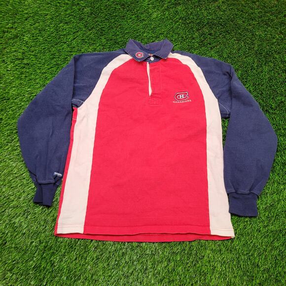 Vintage Barbarian Montreal Canadiens Rugby Mens M 90s Y2K Preppy Made in Canada - Picture 1 of 14